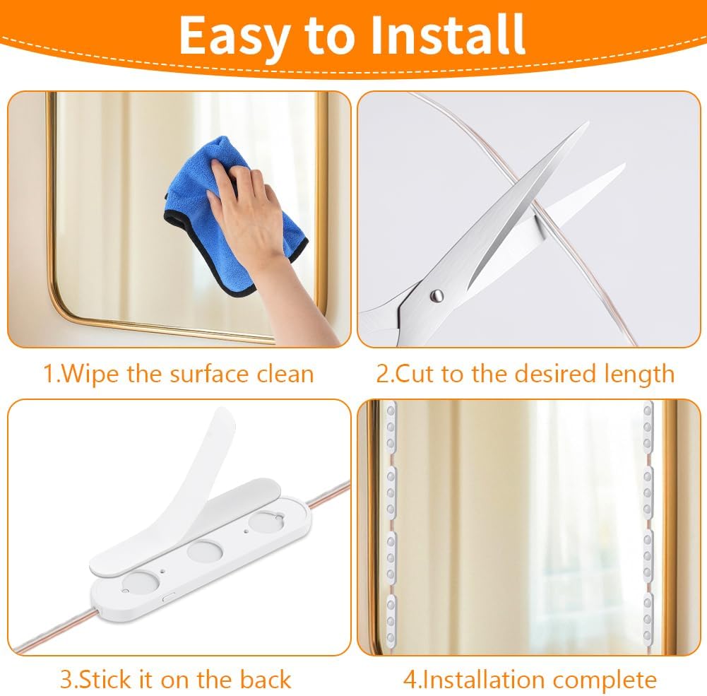 Kit d'Éclairage 10 LED pour Miroir de Maquillage Contrôle Tactile - أشرطة إضاءة مرآة الماكياج - Décoration - صورة 7