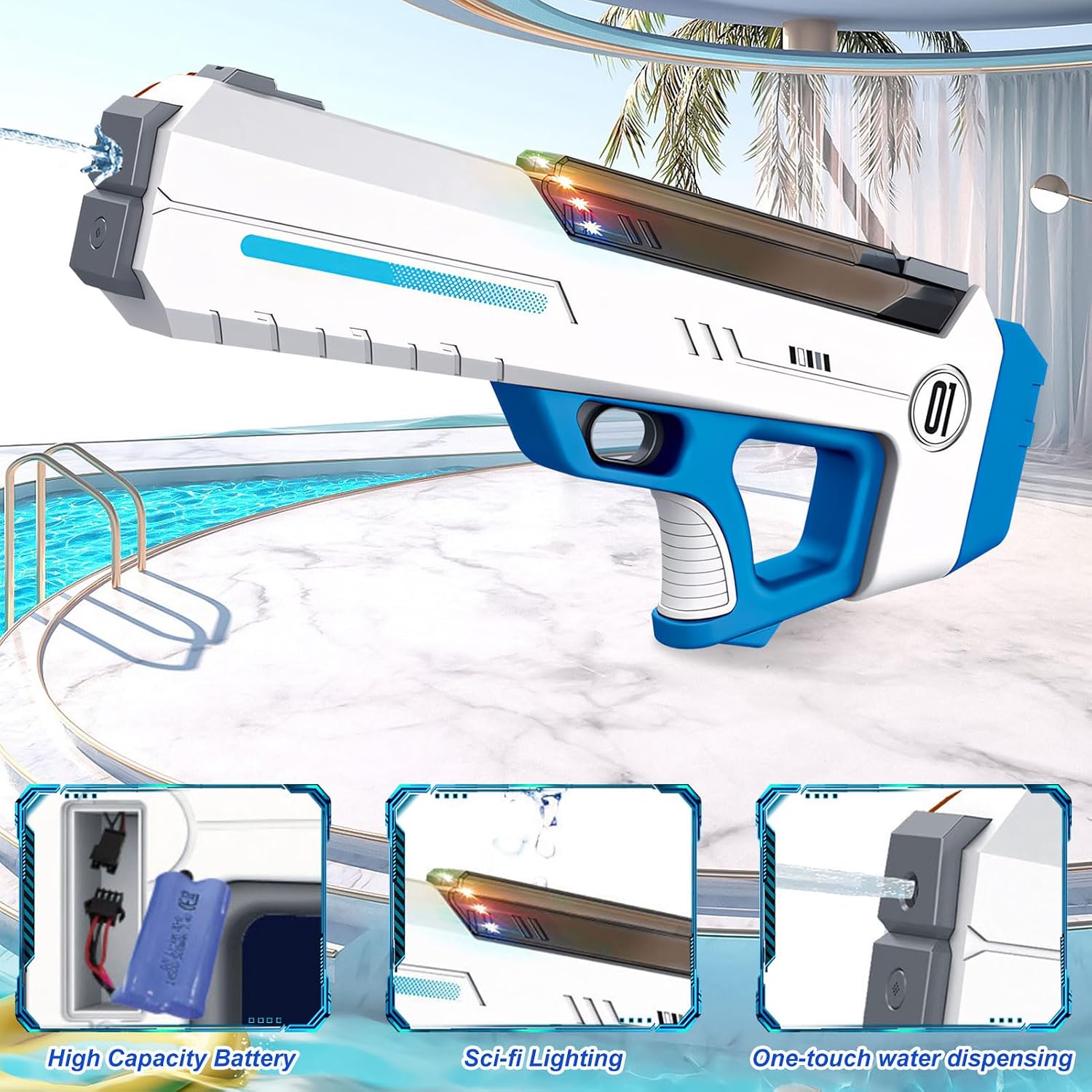 Pistolet à Eau Électrique Automatique Recharge Rapide Portée Longue Distance (8-10m) - مسدس الماء الكهربائي أوتوماتيكي التعبئة وبعيد المدى - Jouet & Gaming - صورة 5