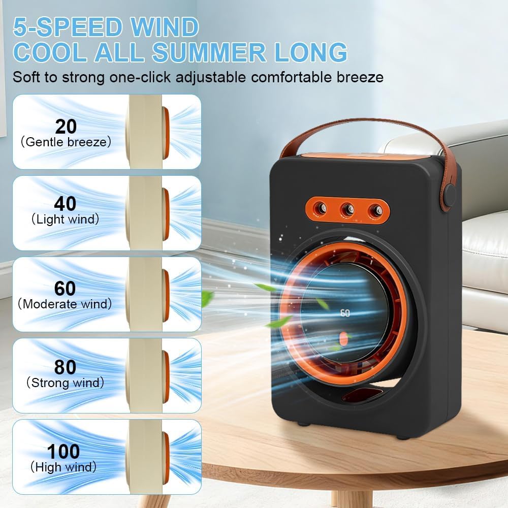Mini Purificateur et Refroidisseur d'Air Portable 4en1 5 Vitesses - مبرد ومكيف هواء محمول 4 في 1 برذاذ الماء وبطارية قابلة للشحن - Vacance & Loisir - صورة 15