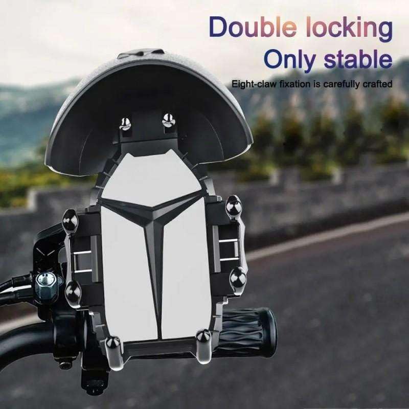 Support Téléphone pour Moto et Vélo avec Mini-Casque Pare-Soleil - حامل الهاتف الذكي للدراجات النارية والهوائية مع واقية شمسية بتصميم خوذة - Accessoires Auto/Moto - صورة حقيقية 6