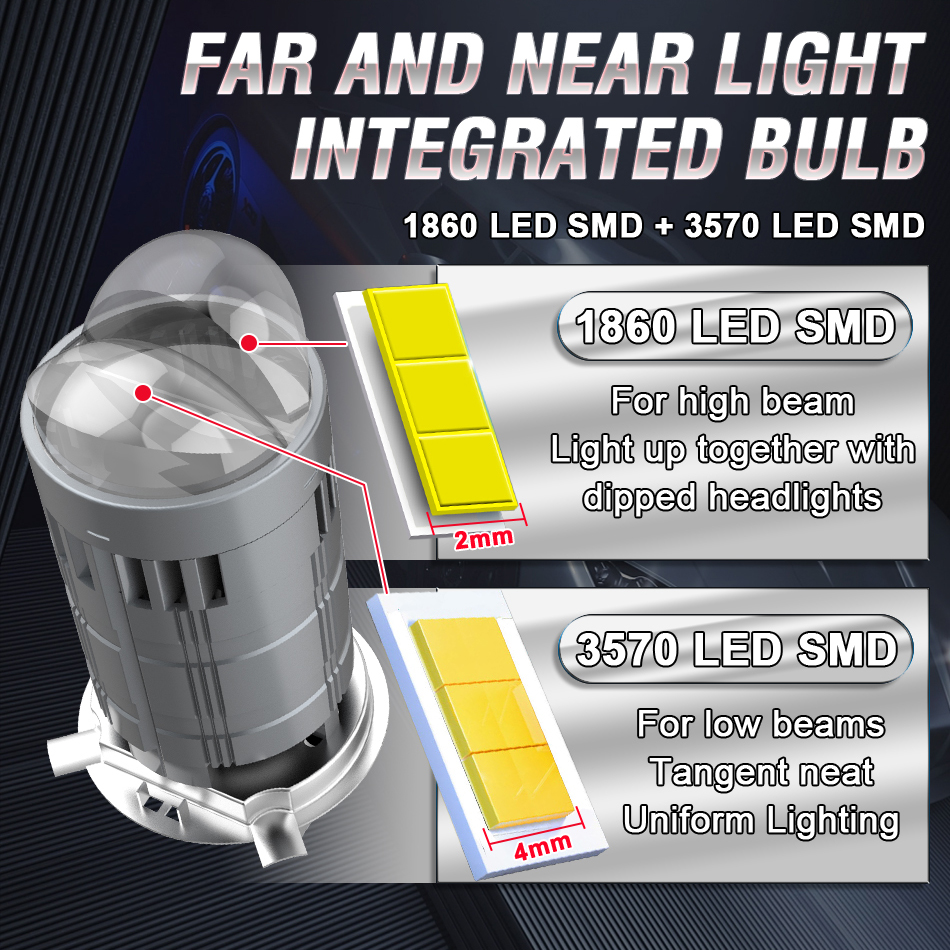 Ampoule LED H4 Pour Phare Universel Moto Technologie Double Lentille - مصباح ليد للمكابح والمصابيح الأمامية بعدسة مزدوجة مطورة - Accessoires Auto/Moto - صورة 6