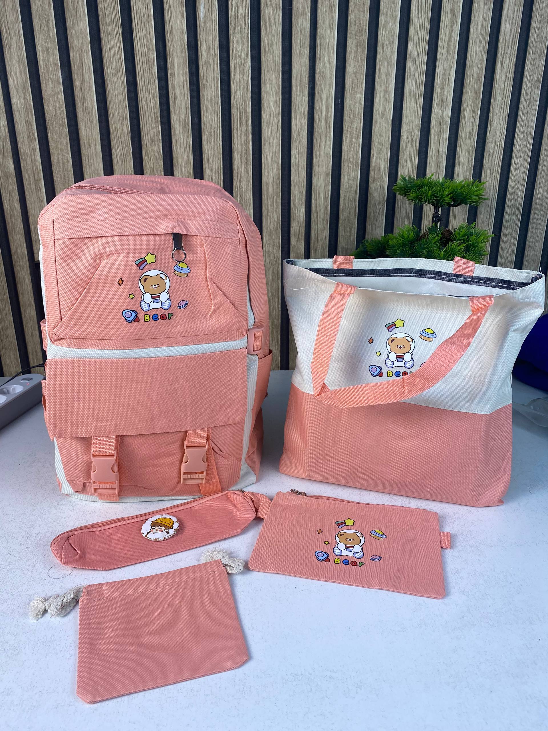 Sac à Dos Multifonctionnel Kawaii Grand Volume Imperméable et Résistant 5Pcs Rose SACKDS15RS - حقيبة ظهر بعدة قطع بتصميم كاوايي - Sac à dos et Mode - صورة 4