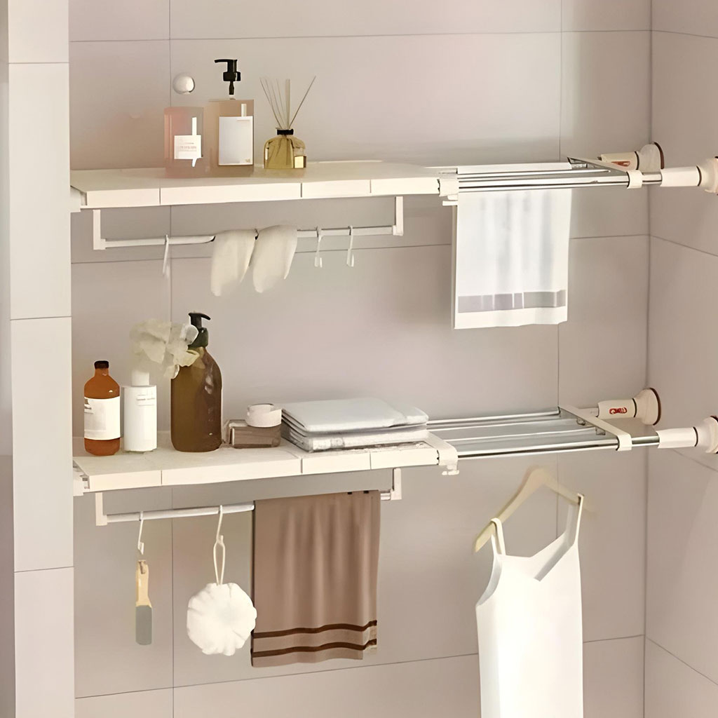 Étagère de placard mural extensible tuyau télescopique 1Pcs - رف خزانة حائط قابل للتمديد مزود بأنبوب تلسكوبي - Maison - صورة 7