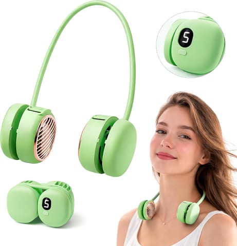 Ventilateur de Cou Portable Pliable - Design Macaron Écran LED et Rechargeable USB-C - مروحة الرقبة المحمولة والذكية القابلة للطي بـ 5 سرعات وشاشة