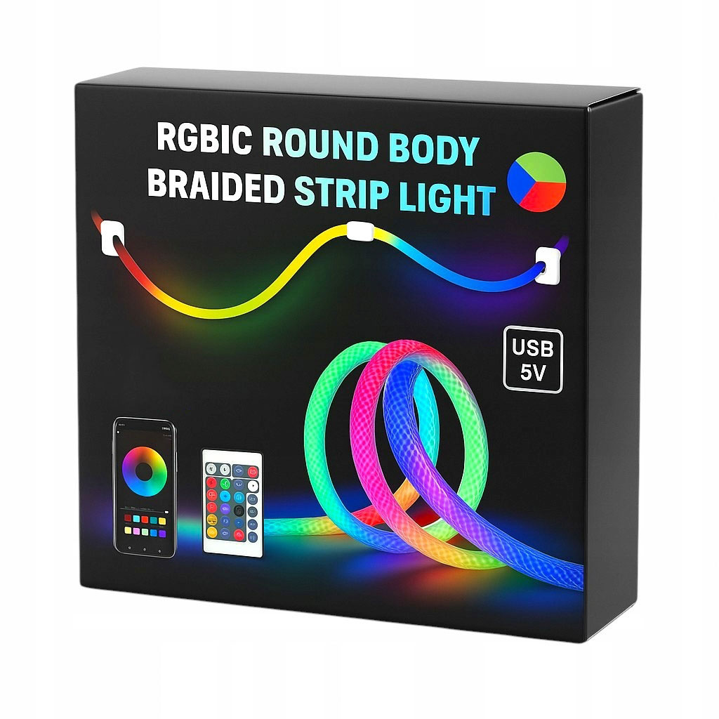 Bande LED RGB tube 360° numérique 3M 16mm USB 5V App Control - شريط إضاءة ملونة بطول 3 متر - Décoration - صورة 5