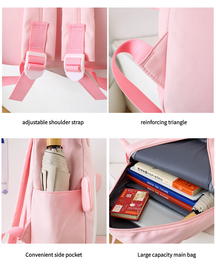 Sac à Dos Scolaires Enfant 3 en 1 Motif Grenouille Rose Language Style Dos Kawaii Rose SACKDS32RS - طقم حقائب مدرسية للأطفال 3 في 1 بتصميم الضفدع اللطيف - Sac à dos et Mode - صورة 2