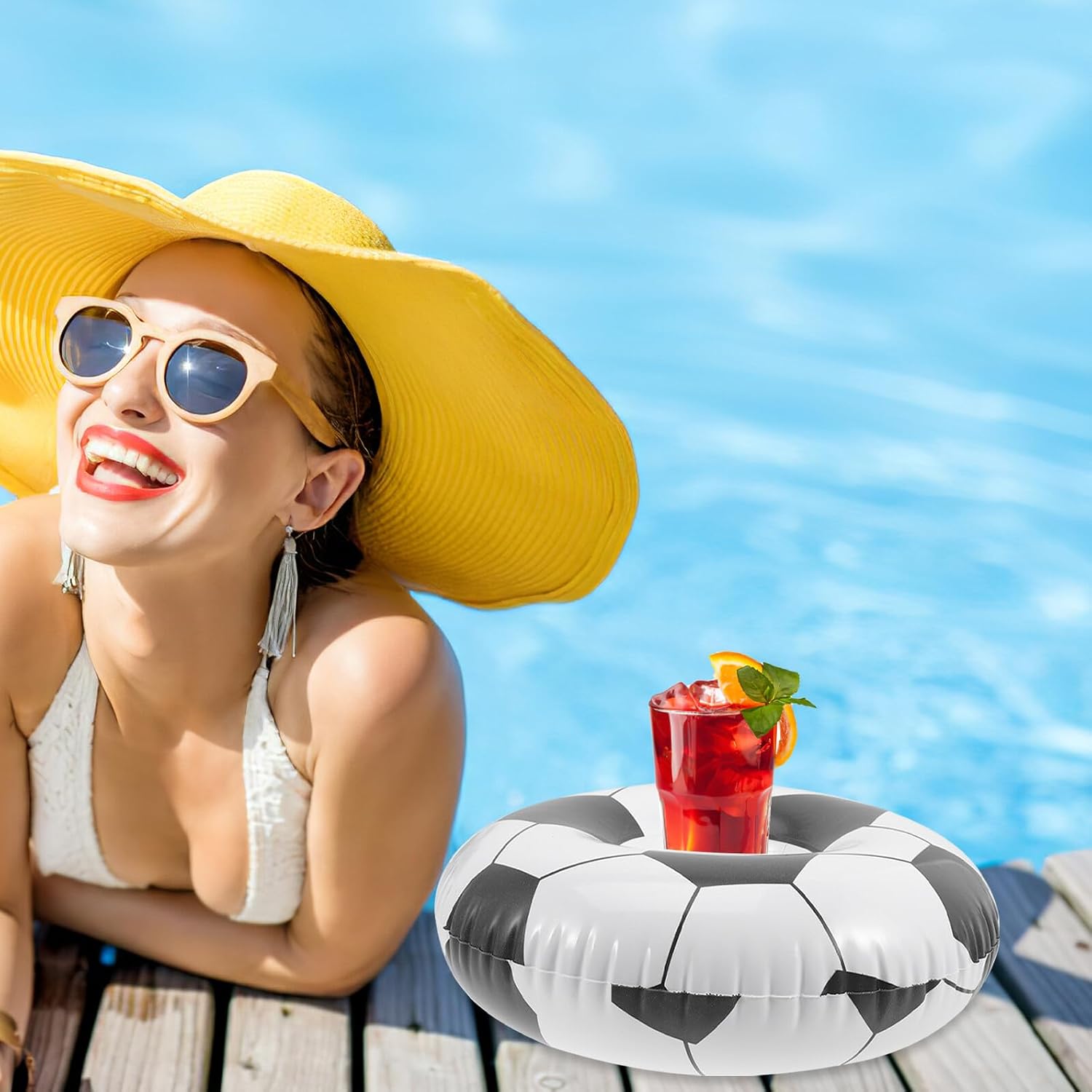 Porte-Gobelets Flottants Gonflables pour Piscine Design Amusant Matériau PVC - حامل أكواب مائي منفوخ للمسبح بتصاميم الفواكه - Camping et Randonnée - صورة 5