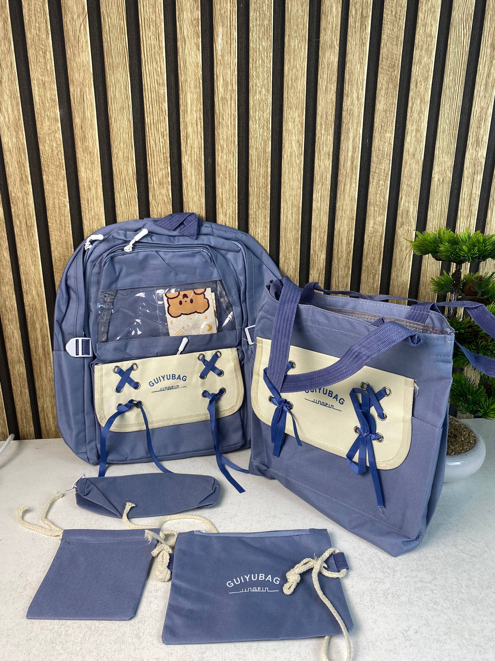 Sac à Dos Multifonctionnel Kawaii Grand Volume Imperméable et Résistant 5Pcs Bleu SACKDS11BL - حقيبة ظهر بعدة قطع بتصميم كاوايي - Sac à dos et Mode - صورة 4