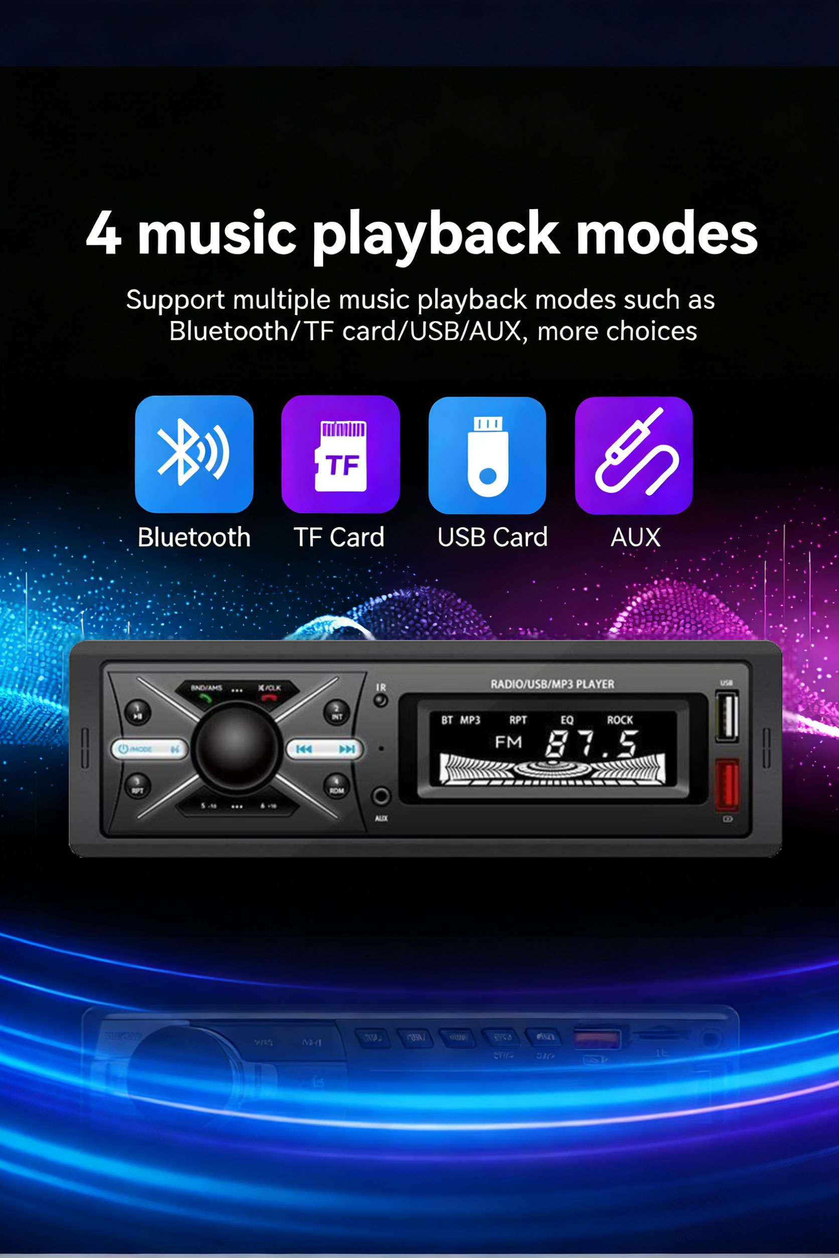 Autoradio MP3 Multimedia Player 1 DIN Bluetooth - جهاز راديو ومشغل وسائط السيارات مزود ببلوتوث - Accessoires Auto/Moto - صورة 10