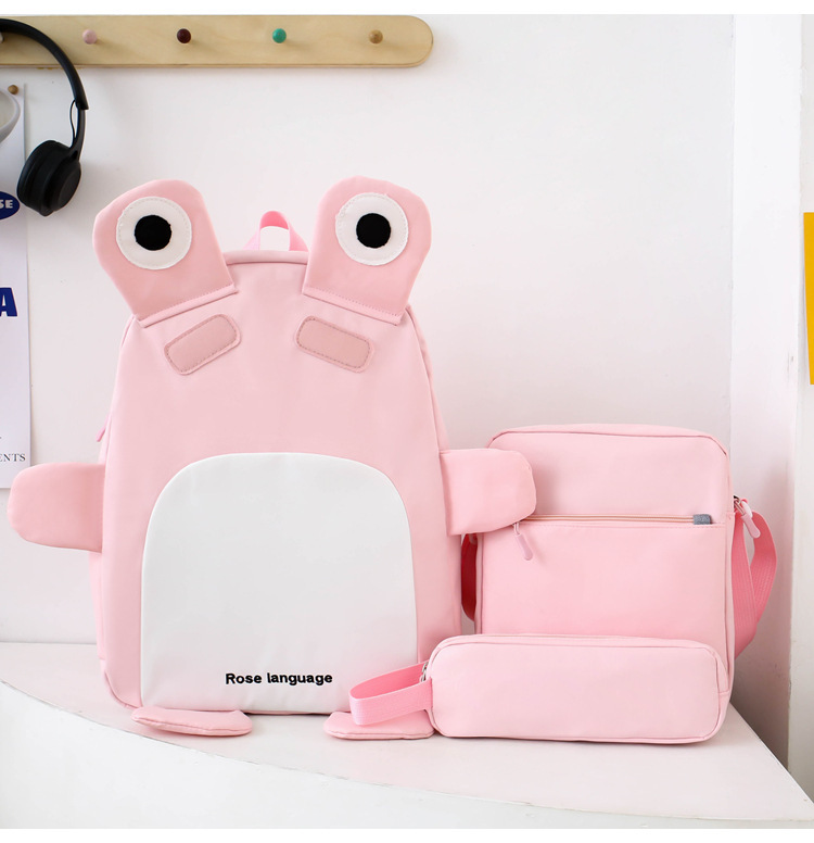 Sac à Dos Scolaires Enfant 3 en 1 Motif Grenouille Rose Language Style Dos Kawaii Rose SACKDS32RS - طقم حقائب مدرسية للأطفال 3 في 1 بتصميم الضفدع اللطيف - Sac à dos et Mode - صورة 1