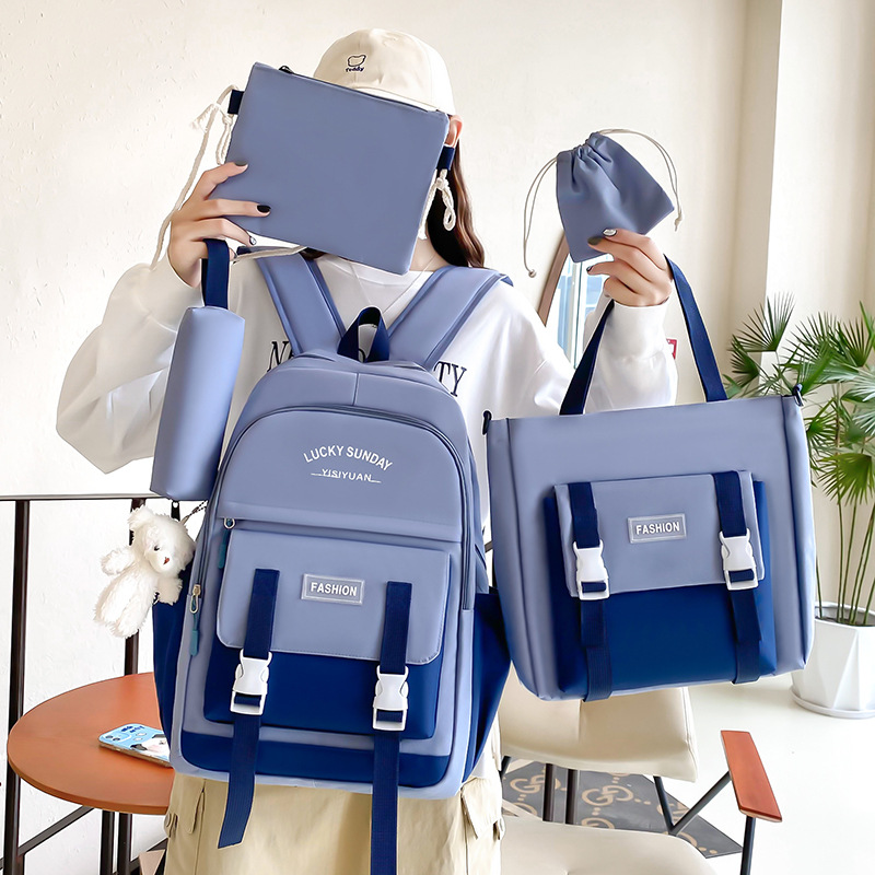 Ensemble de sacs d’école Kawai pour adolescents 5Pcs YISIYUAN Bleu – محفظة 5 قطع كاواي للبنات - Sac à dos et Mode - صورة 2