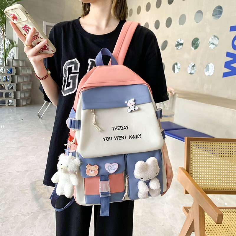 Sac à Dos Multifonctionnel Kawaii Grand Volume Imperméable et Résistant 5Pcs Rose SACKDS25RS - حقيبة ظهر بعدة قطع بتصميم كاوايي - Sac à dos et Mode - صورة 3