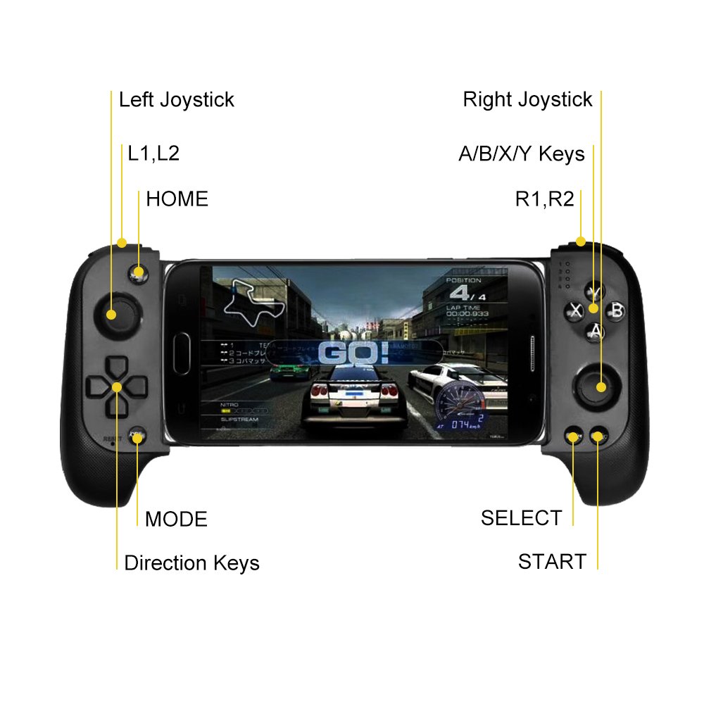 Manette de Jeu Sans Fil Bluetooth Support Télescopique (40mm), 16 Boutons et Joystick Flexible - ذراع تحكم الألعاب اللاسلكية للهواتف الذكية مع مقبض قابل للتمديد - Électronique - صورة 3