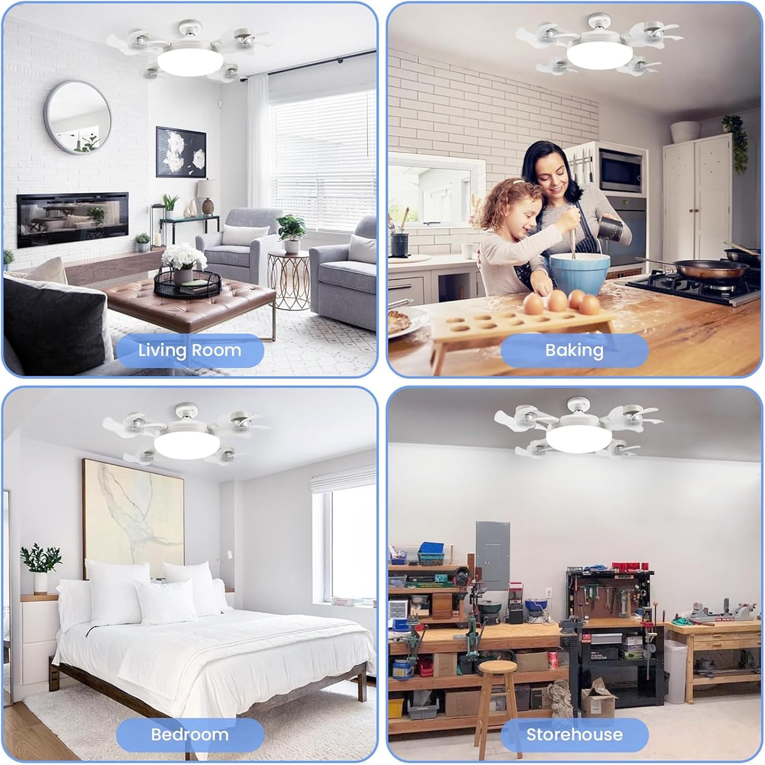 Ventilateur de Plafond LED Drone F4 avec Télécommande et Variateur - مروحة سقف ومصباح بتصميم الدرون مع ريموت كنترول - Produits de saison - صورة 3