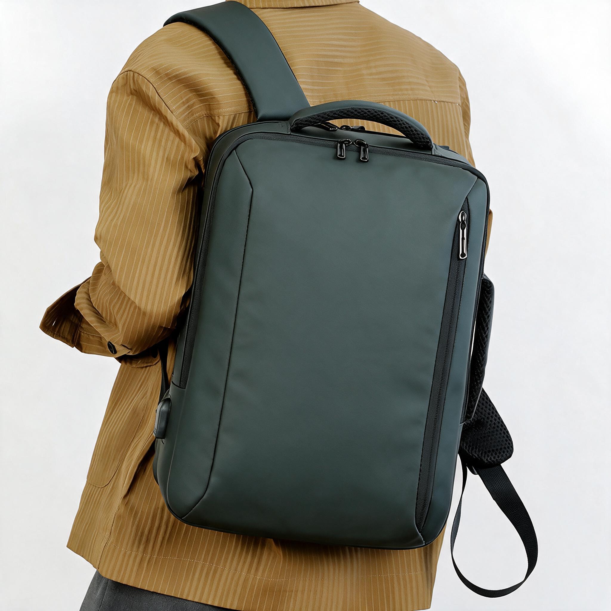 Sac à Dos Business Voyage pour Homme Convertible en Sac à Main Poche Extensible Vert SACHM01V - حقيبة ظهر للرجال متعددة الاستخدامات للكمبيوتر المحمول - Sac à dos et Mode - صورة 2