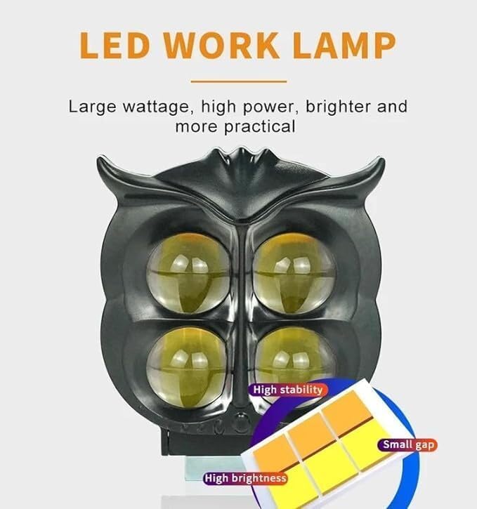 Projecteur Antibrouillard LED Forme Chouette 40W - Éclairage Jaune/Blanc ET Devil Eye Rouge - مصابيح ضباب ليد بتصميم عين البومة - Accessoires Auto/Moto - صورة 8