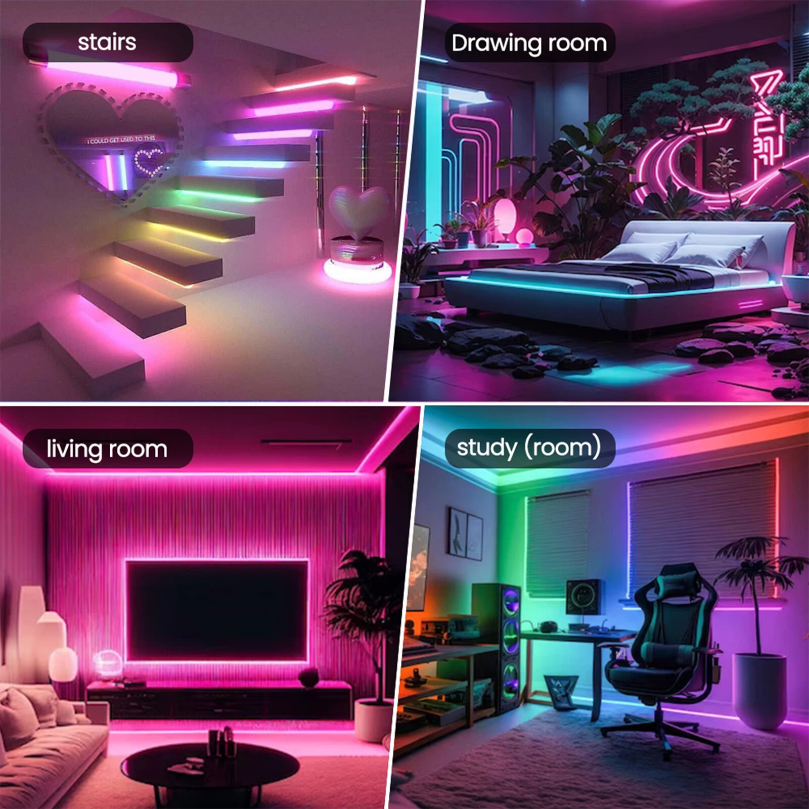 Bande LED RGB tube 360° numérique 3M 16mm USB 5V App Control - شريط إضاءة ملونة بطول 3 متر - Décoration - صورة 7