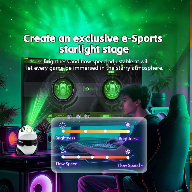 Projecteur de Galaxie et Veilleuse Panda Intelligente Bluetooth avec 15 Effets Lumineux - جهاز بروجكتر المجرات بشكل باندا مع مكبر صوت - Électronique - صورة 7