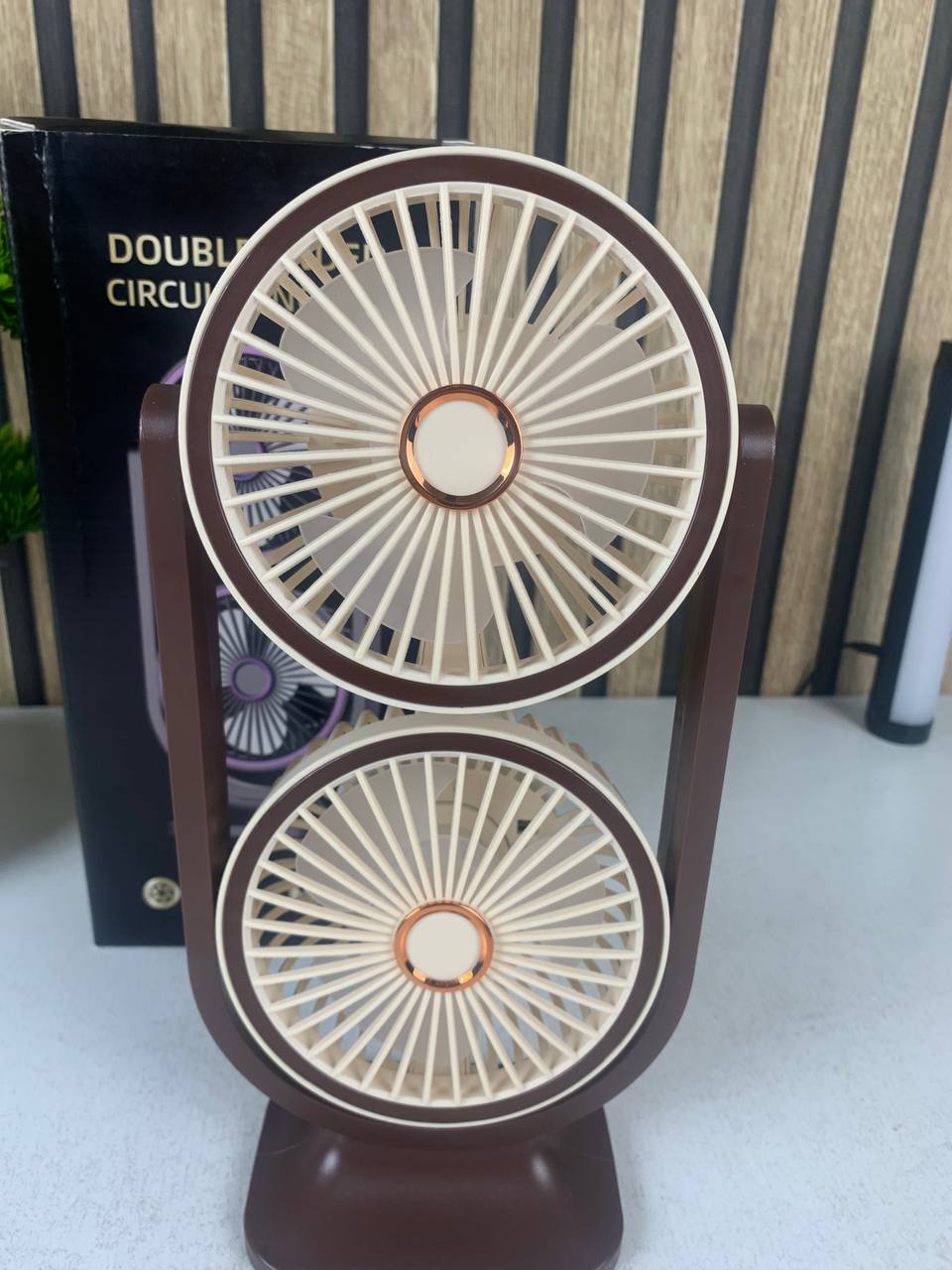 Ventilateur de Bureau Double Tête Rechargeable USB - مروحة المكتب المكتبية المزدوجة بـ 3 سرعات - Vacance & Loisir - صورة 11