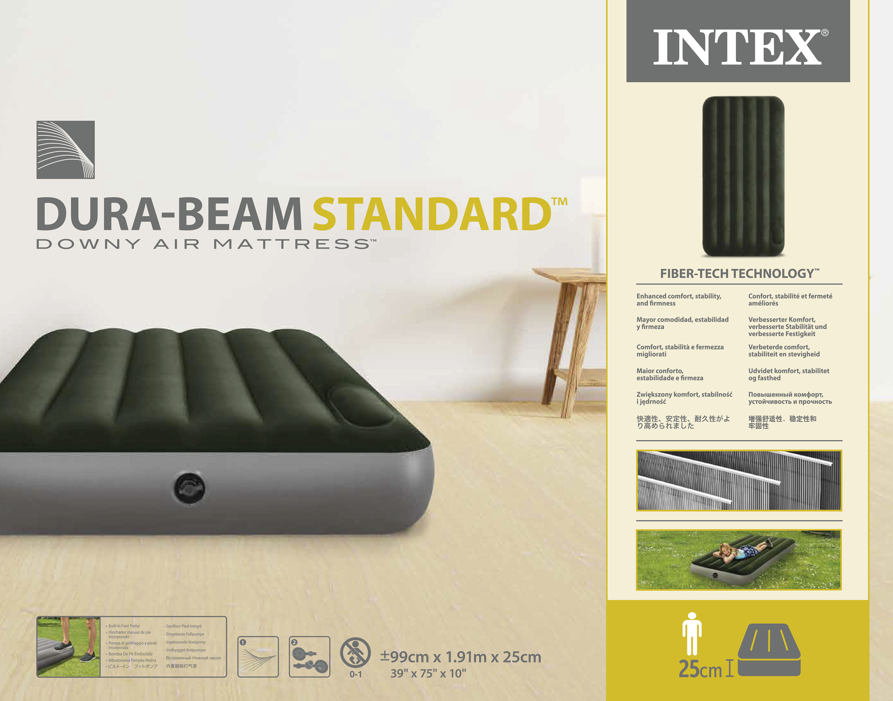 Matelas GonflableTechnologie Fiber-Tech avec Pompe à Pied Intégrée Intex 64761 - فرشة إنتكس الهوائية الكلاسيكية الفردية بمضخة قدم مدمجة - Vacance & Loisir - صورة 5