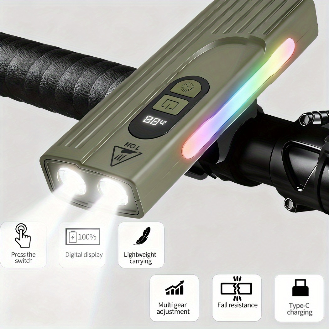 Lampe de Vélo Rechargeable Z-838 Multi-Fonction - Éclairage LED Puissant Lumière Latérale RGB - مصباح دراجة متعدد الوظائف مع إضاءة جانبية ملونة ومغناطيس قوي - Accessoires Auto/Moto - صورة 7