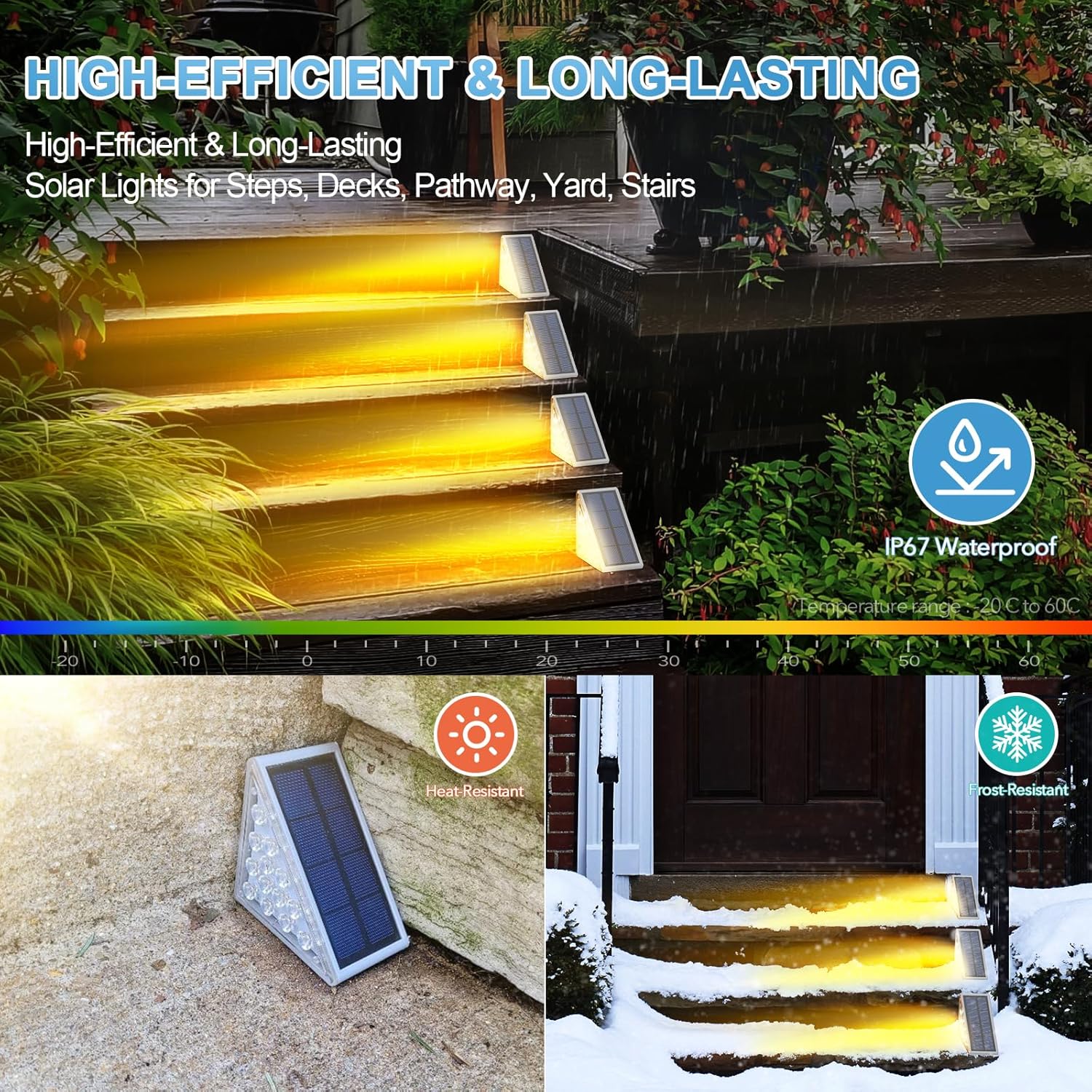 Éclairage Solaire pour Escaliers et Marches Extérieures Étanche IP67 - مصابيح السلالم والأدراج الشمسية الذكية المقاومة للماء - Décoration - صورة 10