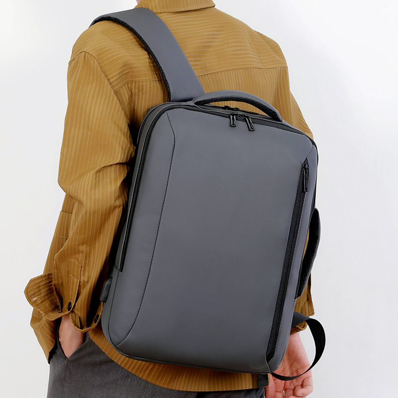 Sac à Dos Business Voyage pour Homme Convertible en Sac à Main Poche Extensible Gris SACHM01GR - حقيبة ظهر للرجال متعددة الاستخدامات للكمبيوتر المحمول - Sac à dos et Mode - صورة 3