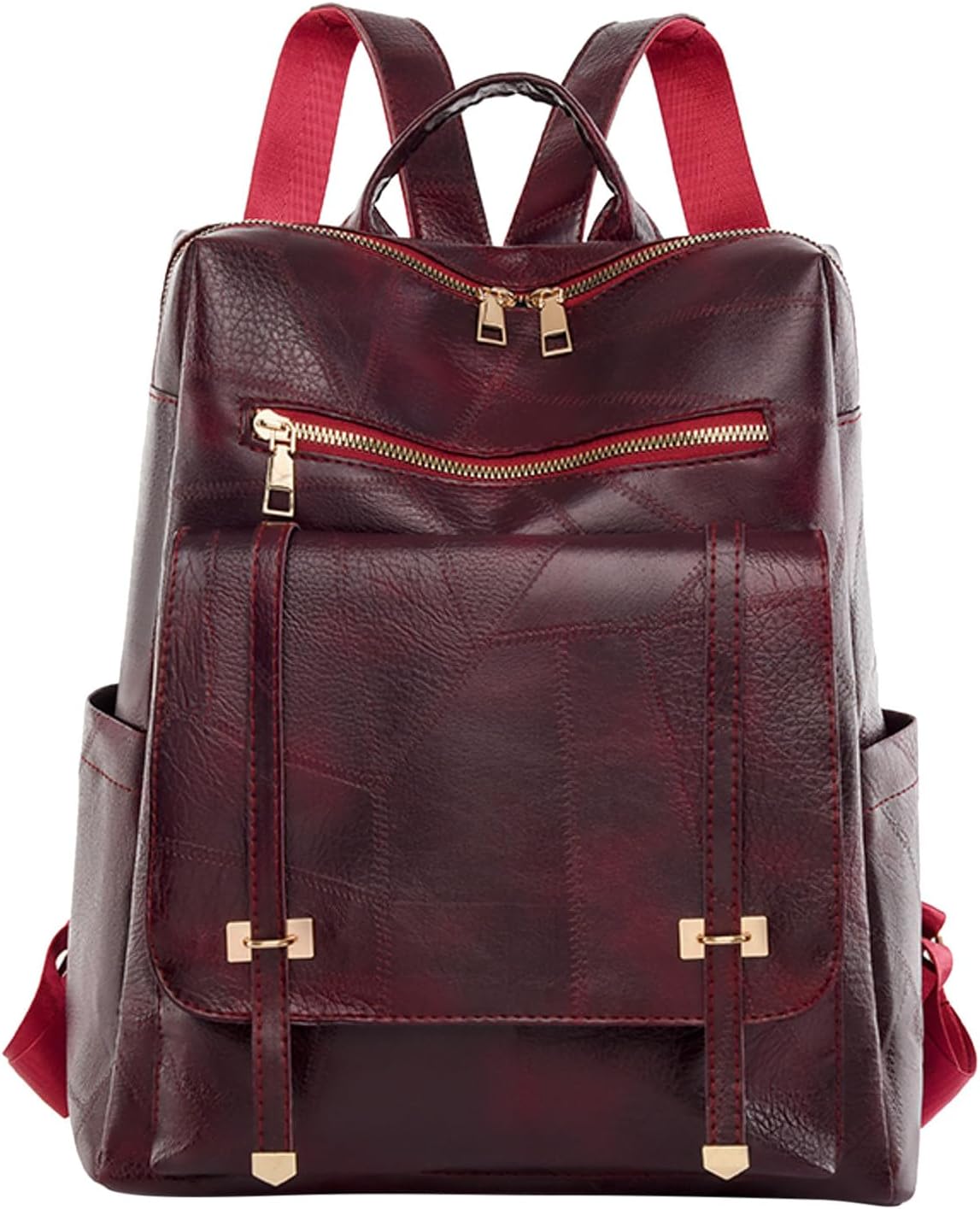 Sac à dos rétro en cuir synthétique pour femme Grenat - حقيبة ظهر نسائية من الجلد - Sac à dos et Mode - صورة 3