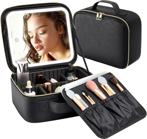 Trousse de Maquillage et Voyage avec Miroir LED Intégré 3 Modes de Lumière - حقيبة تنظيم المكياج والسفر مع مرآة مضيئة