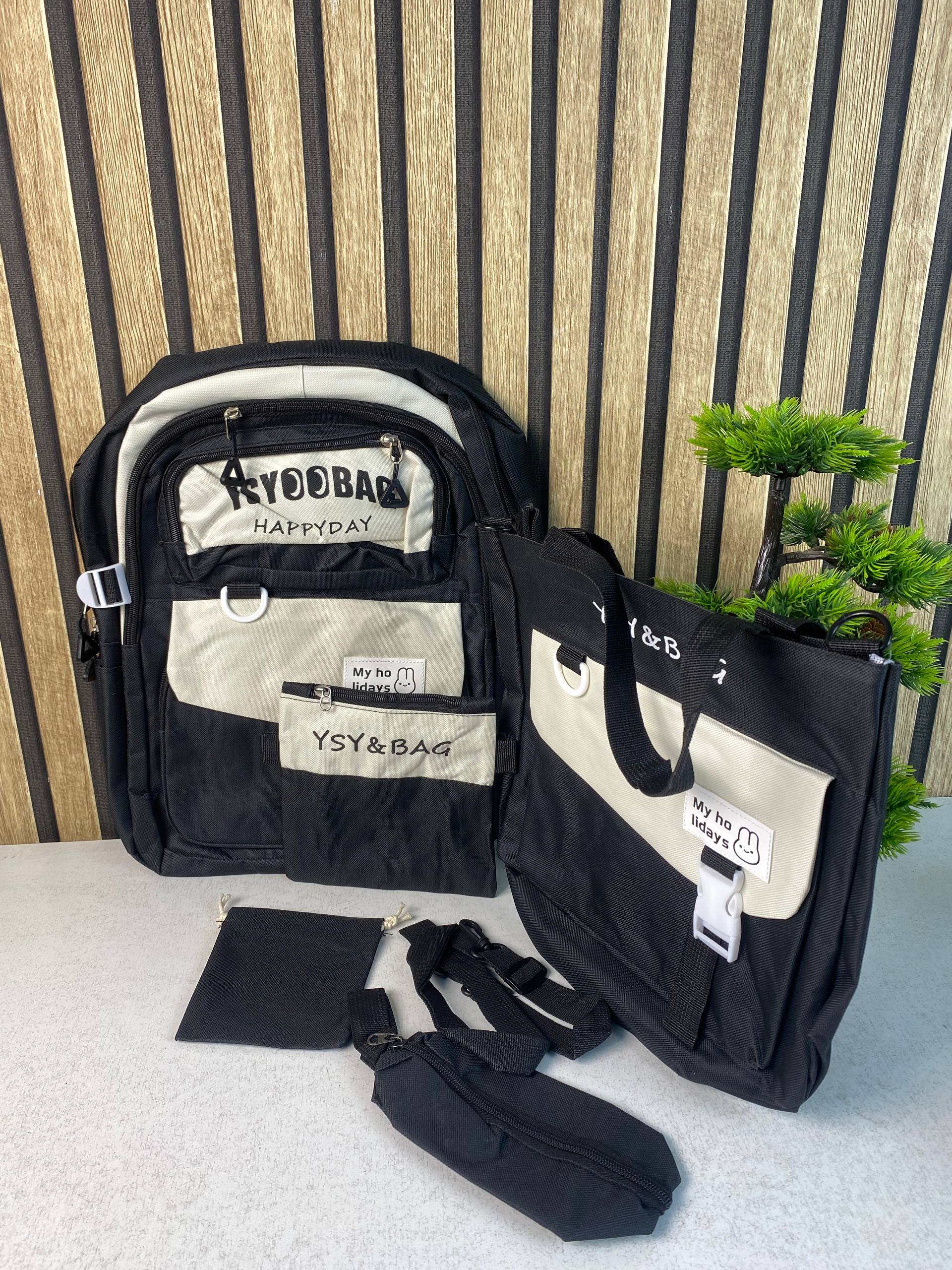 Sac à Dos Multifonctionnel Kawaii Grand Volume Imperméable et Résistant 5Pcs Noir SACKDS10N - حقيبة ظهر بعدة قطع بتصميم كاوايي - Sac à dos et Mode - صورة حقيقية 4