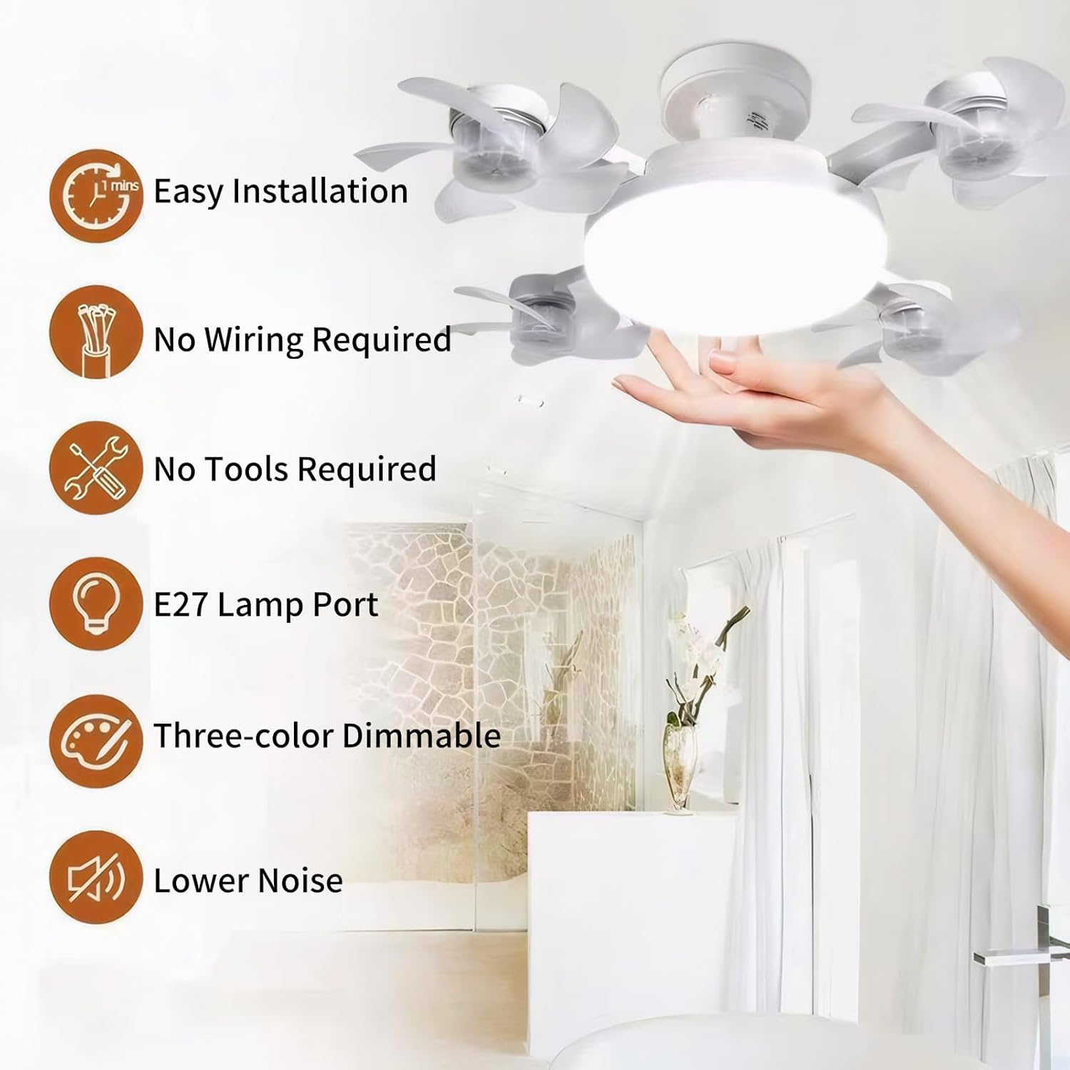 Ventilateur de Plafond LED Drone F4 avec Télécommande et Variateur - مروحة سقف ومصباح بتصميم الدرون مع ريموت كنترول - Produits de saison - صورة 6