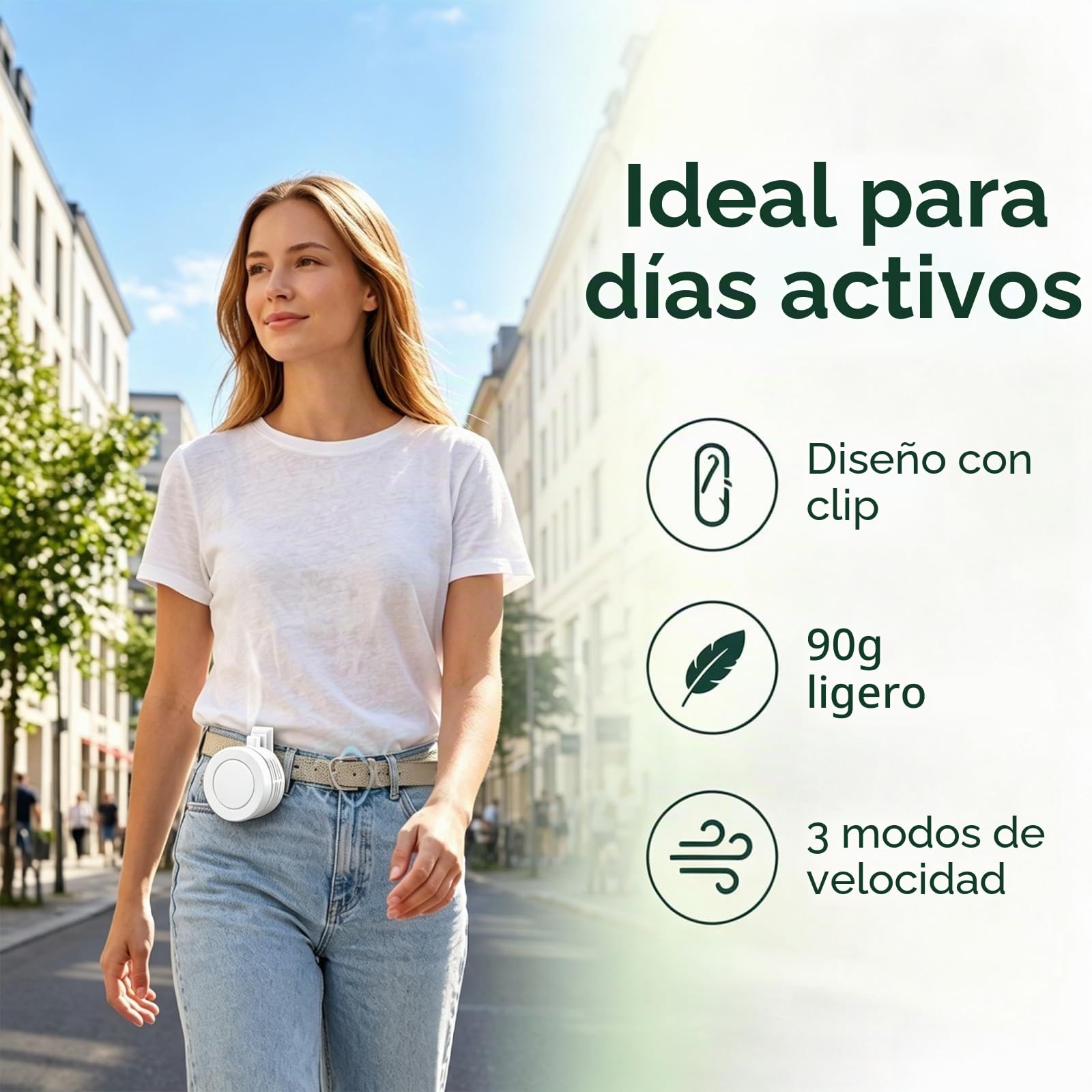Mini Ventilateur Rechargeable USB-C Clip Orientable 360° avec 3 Vitesses - مروحة حزام صغيرة محمولة وبدون شفرات مع مشبك دوار - Vacance & Loisir - صورة 8