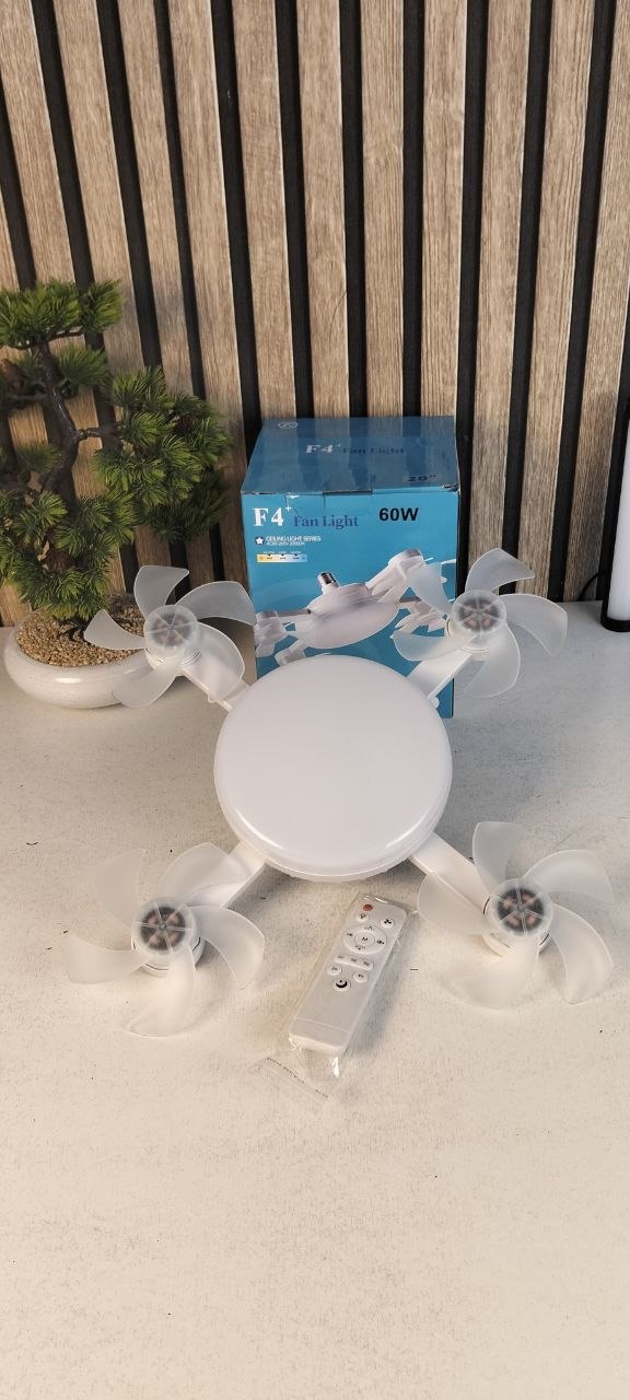 Ventilateur de Plafond LED Drone F4 avec Télécommande et Variateur - مروحة سقف ومصباح بتصميم الدرون مع ريموت كنترول - Produits de saison - صورة حقيقية 12