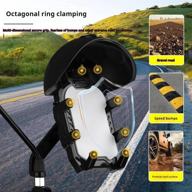 Support Téléphone pour Moto et Vélo avec Mini-Casque Pare-Soleil - حامل الهاتف الذكي للدراجات النارية والهوائية مع واقية شمسية بتصميم خوذة - Accessoires Auto/Moto - صورة حقيقية 7
