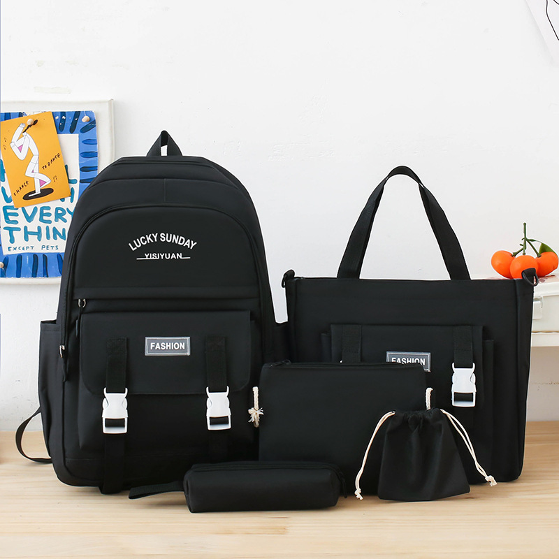 Ensemble de sacs à dos Kawai pour adolescents 5Pcs YISIYUAN V2 Noir – محفظة 5 قطع كاواي للبنات - Sac à dos et Mode - صورة 2